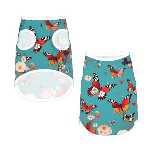 M Pet atmungsaktives ärmelloses T-Shirt – weiche Henne fliegende Schmetterlinge unter Blumen Druck dehnbare Weste für Hunde und Katzen, leichtes Tanktop M Pet atmungsaktives ärmelloses T-Shirt – weiche Henne fliegende Schmetterlinge unter Blumen Druck dehnbare Weste für Hunde und Katzen, leichtes Tanktop von CPyuqw