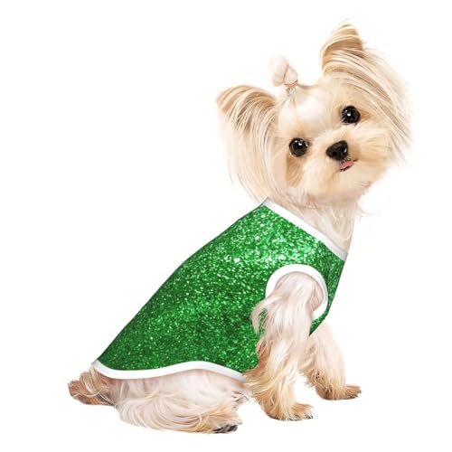 M Pet atmungsaktives ärmelloses T-Shirt - weiche grüne Pailletten-Glitzer-Druck, dehnbare Weste für Hunde und Katzen, leichtes Tanktop M Pet atmungsaktives ärmelloses T-Shirt - weiche grüne Pailletten-Glitzer-Druck, dehnbare Weste für Hunde und Katzen, leichtes Tanktop von CPyuqw