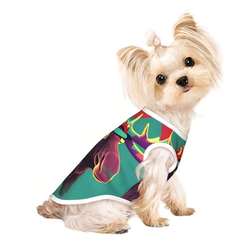M Pet atmungsaktives ärmelloses T-Shirt - weicher Elchaufdruck, dehnbare Weste für Hunde und Katzen, leichtes Tanktop M Pet atmungsaktives ärmelloses T-Shirt - weicher Elchaufdruck, dehnbare Weste für Hunde und Katzen, leichtes Tanktop von CPyuqw