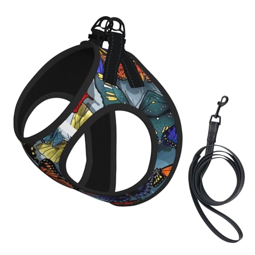 S Haustier-Leine, Weste und Hundegeschirr, klein, handgezeichneter Schmetterlingsdruck, Leinenset mit Schnalle, Hundebegleiter, Outdoor-Reisen S Haustier-Leine, Weste und Hundegeschirr, klein, handgezeichneter Schmetterlingsdruck, Leinenset mit Schnalle, Hundebegleiter, Outdoor-Reisen von CPyuqw
