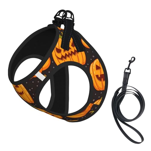 S Haustier-Leine, Weste und Hundegeschirr, kleine Größe, Halloween-Kürbis-Muster, mit Schnalle, Hundebegleiter, Outdoor-Reisen S Haustier-Leine, Weste und Hundegeschirr, kleine Größe, Halloween-Kürbis-Muster, mit Schnalle, Hundebegleiter, Outdoor-Reisen von CPyuqw