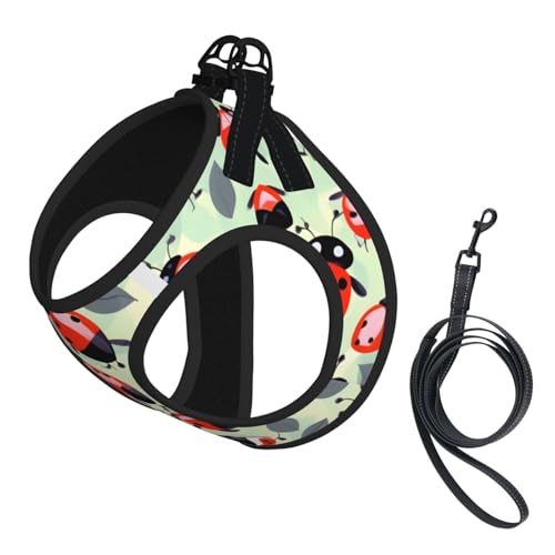 S Haustier-Leine, Weste und Hundegeschirr, kleine Größe, Marienkäfer-Design, mit Schnalle, Hundebegleiter, Outdoor-Reisen von CPyuqw
