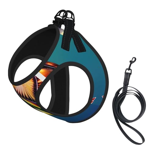 S Haustier-Leine, Weste und Hundegeschirr, kleine Größe, Meeresschildkröte mit Fisch-Druck, Leinen-Set mit Schnalle, Hundebegleiter, Outdoor-Reisen von CPyuqw