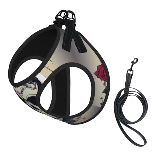 S Haustier-Leine, Weste und Hundegeschirr, kleine Größe, Totenkopf-Yoga-Druck, Leinen-Set mit Schnalle, Hundebegleiter, Outdoor-Reisen von CPyuqw