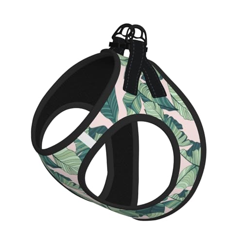 S Haustier-Leine, Weste und Hundegeschirr, kleine Größe, grüne Palmenblätter, rosa Druck-Leinen-Set mit Schnalle, Hundebegleiter, Outdoor-Reisen von CPyuqw