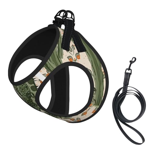 S Haustier-Leine, Weste und Hundegeschirr, kleine Größe, grüner Kaktusdruck, mit Schnalle, Hundebegleiter, Outdoor-Reisen von CPyuqw