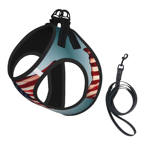 S Haustier-Leine, Weste und Hundegeschirr, kleine Größe, mit amerikanischer Flagge, bedruckt, mit Schnalle, Hundebegleiter, Outdoor-Reisen von CPyuqw