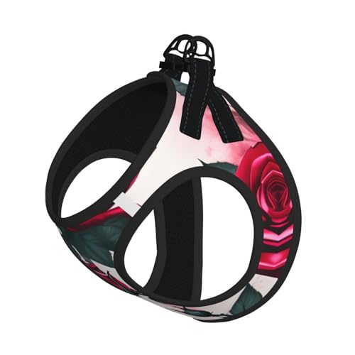 S Haustier-Leine, Weste und Hundegeschirr, kleine Größe, mit blühender Rose, Blumendruck, Leinenset mit Schnalle, Hundebegleiter, Outdoor-Reisen von CPyuqw