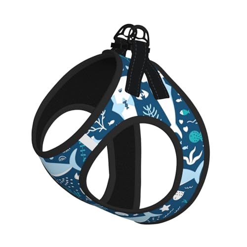 S Haustier-Leine, Weste und Hundegeschirr, kleine Größe, niedlicher blauer Fischdruck, mit Schnalle, Hundebegleiter, Outdoor-Reisen S Haustier-Leine, Weste und Hundegeschirr, kleine Größe, niedlicher blauer Fischdruck, mit Schnalle, Hundebegleiter, Outdoor-Reisen von CPyuqw