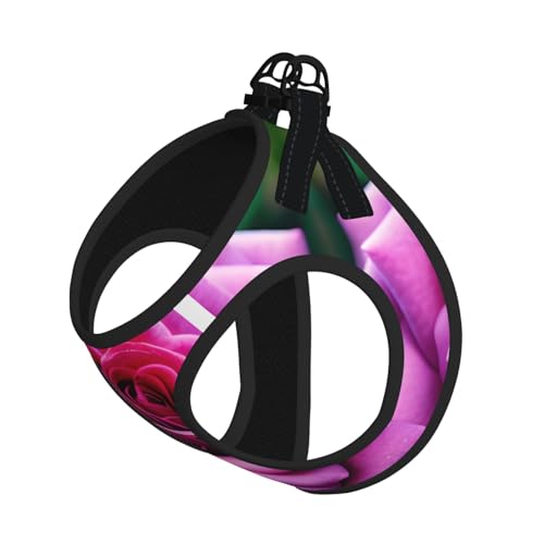 S Haustier-Leine, Weste und Hundegeschirr, kleine Größe, violette Rose, Blumendruck, Leinenset mit Schnalle, Hundebegleiter, Outdoor-Reisen von CPyuqw