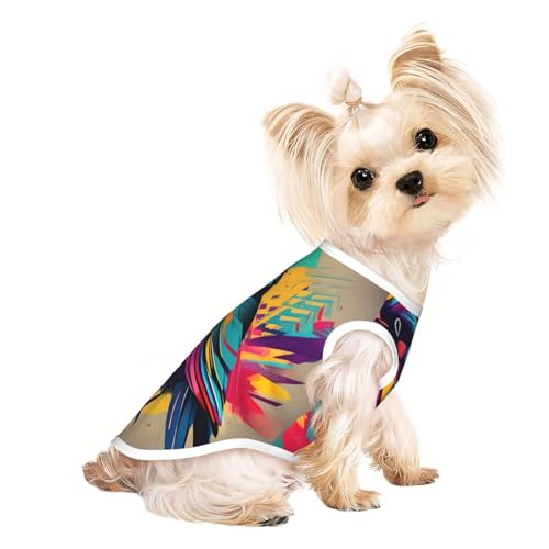 S Pet atmungsaktives ärmelloses T-Shirt – weiche, bunte Weste mit Vogeldruck, dehnbare Weste für Hunde und Katzen, leichtes Tanktop S Pet atmungsaktives ärmelloses T-Shirt – weiche, bunte Weste mit Vogeldruck, dehnbare Weste für Hunde und Katzen, leichtes Tanktop von CPyuqw