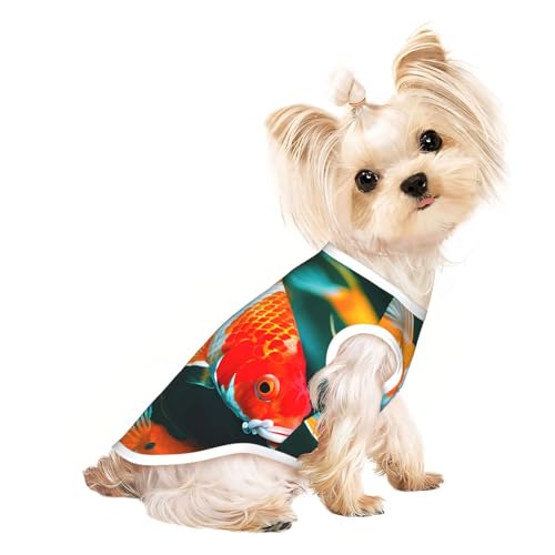 S Pet atmungsaktives ärmelloses T-Shirt – weiche, hübsche Koi-Fisch-Druck, dehnbare Weste für Hunde und Katzen, leichtes Tanktop S Pet atmungsaktives ärmelloses T-Shirt – weiche, hübsche Koi-Fisch-Druck, dehnbare Weste für Hunde und Katzen, leichtes Tanktop von CPyuqw