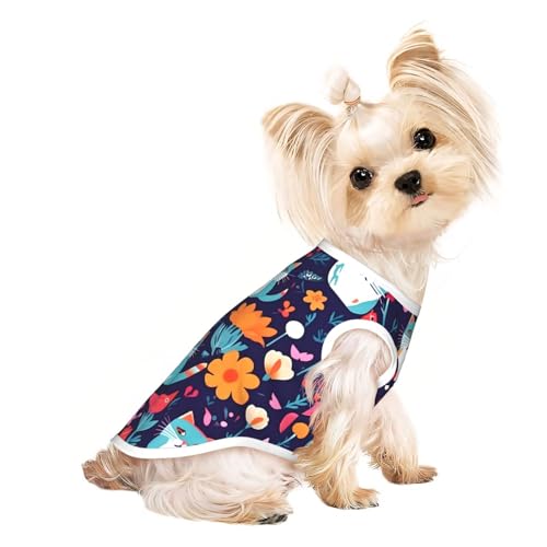 S Pet atmungsaktives ärmelloses T-Shirt – weiche lustige Katzen, Vögel und Blumen, bedruckt, dehnbare Weste für Hunde und Katzen, leichtes Tanktop S Pet atmungsaktives ärmelloses T-Shirt – weiche lustige Katzen, Vögel und Blumen, bedruckt, dehnbare Weste für Hunde und Katzen, leichtes Tanktop von CPyuqw
