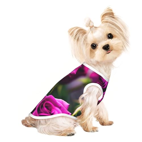 S Pet atmungsaktives ärmelloses T-Shirt – weiche violette Rosen bedruckt, dehnbare Weste für Hunde und Katzen, leichtes Tanktop S Pet atmungsaktives ärmelloses T-Shirt – weiche violette Rosen bedruckt, dehnbare Weste für Hunde und Katzen, leichtes Tanktop von CPyuqw