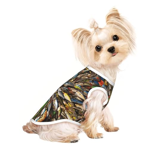 S Pet atmungsaktives ärmelloses T-Shirt – weicher Fischköderdruck, dehnbare Weste für Hunde und Katzen, leichtes Tanktop S Pet atmungsaktives ärmelloses T-Shirt – weicher Fischköderdruck, dehnbare Weste für Hunde und Katzen, leichtes Tanktop von CPyuqw