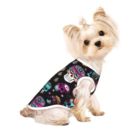 S Pet atmungsaktives ärmelloses T-Shirt – weicher Zucker- und Totenkopf-Druck, dehnbare Weste für Hunde und Katzen, leichtes Tanktop S Pet atmungsaktives ärmelloses T-Shirt – weicher Zucker- und Totenkopf-Druck, dehnbare Weste für Hunde und Katzen, leichtes Tanktop von CPyuqw