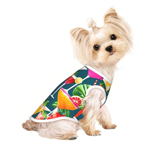 S Pet atmungsaktives ärmelloses T-Shirt – weicher tropischer Cocktail-Druck, dehnbare Weste für Hunde und Katzen, leichtes Tanktop S Pet atmungsaktives ärmelloses T-Shirt – weicher tropischer Cocktail-Druck, dehnbare Weste für Hunde und Katzen, leichtes Tanktop von CPyuqw