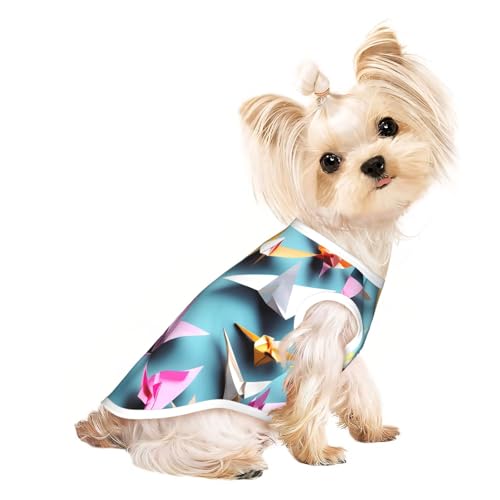 S Pet atmungsaktives ärmelloses T-Shirt – weiches Origami-Papierkranich-Druck, dehnbare Weste für Hunde und Katzen, leichtes Tanktop S Pet atmungsaktives ärmelloses T-Shirt – weiches Origami-Papierkranich-Druck, dehnbare Weste für Hunde und Katzen, leichtes Tanktop von CPyuqw