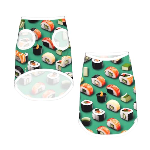 S Pet atmungsaktives ärmelloses T-Shirt - weiches Sushi-Futterdruck-dehnbare Weste für Hunde und Katzen, leichtes Tanktop S Pet atmungsaktives ärmelloses T-Shirt - weiches Sushi-Futterdruck-dehnbare Weste für Hunde und Katzen, leichtes Tanktop von CPyuqw