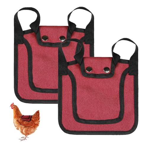 2 Stück Premium-Hühner-Sättel mit dehnbarem Gurt, Hühner-Sättel für Hühner, Hühnerschürze, Rückenschutz für Hühner mit verstellbarem Riemen, Hühnerpaarungssattel (rot) von CQJ