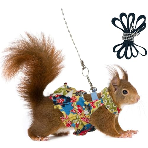 3er Set Meerschweinchen Geschirr mit Kleid & Leine – Verstellbares Geschirr für Hamster, Frettchen & Chinchillas – No-Pull Spaziergeschirr für Kleintiere (Blumenfarbe M) von CQJ