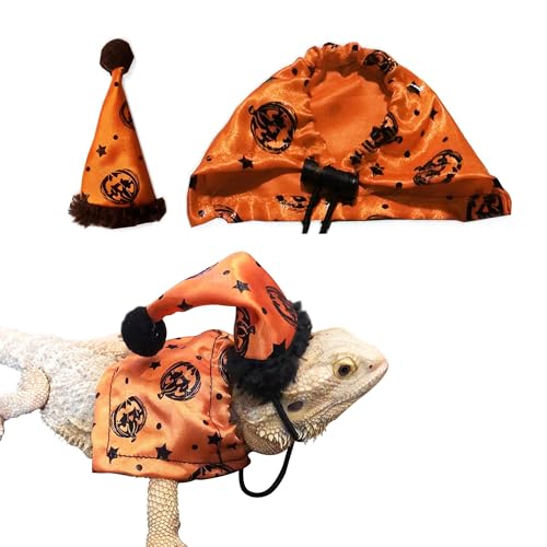 CQJ 2 Stück Halloween Bartdrache Eidechse Umhang Bartagame Eidechse Hexenhut Hut Umhang Set für Bartagame Eidechse kleine Haustiere CQJ 2 Stück Halloween Bartdrache Eidechse Umhang Bartagame Eidechse Hexenhut Hut Umhang Set für Bartagame Eidechse kleine Haustiere von CQJ
