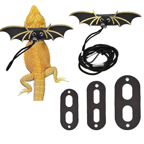 CQJ Bartagamen-Leine, 3 Größen, für Reptilien, Ausflug, Leder, Flügelgeschirr für Bartagamen, Eidechsen, Reptilien, goldfarben CQJ Bartagamen-Leine, 3 Größen, für Reptilien, Ausflug, Leder, Flügelgeschirr für Bartagamen, Eidechsen, Reptilien, goldfarben von CQJ