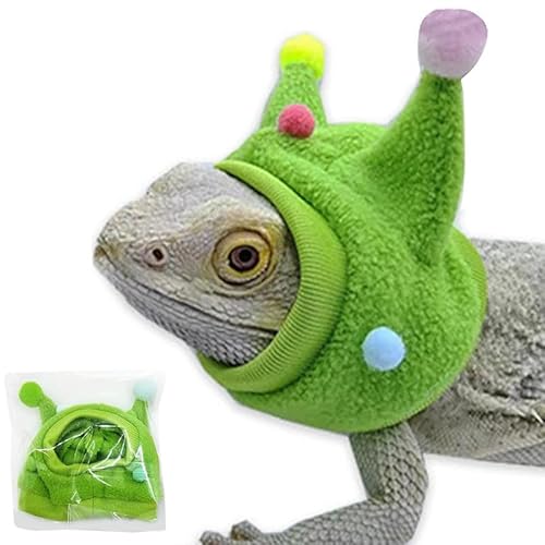 CQJ Bartdrache, lustig, niedlich, Bullhorn-Ballmütze mit Hals, für Bartagamen, Eidechsen, Schlange, Gecko, Chamäleon, Papagei, Hamster, kleine Haustiere (grün) von CQJ