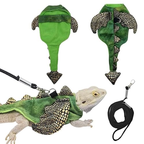 CQJ Bartdrachen-Geschirr-Leinen-Set, Dinosaurier-Cosplay, Halloween, Haustierkostüm für Bartdrachen, Reptilien (klein) von CQJ