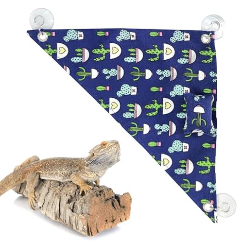 CQJ Bearded Dragon Hängematte Schaukel zum Aufhängen Reptilienbett Liege mit Kissenhaken und Saugnapf für große, kleine Bartagamen, Geckos, Eidechsen, Schlangen (blau, 48,3 x 33 cm) von CQJ