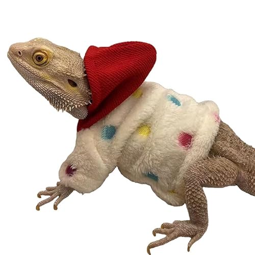 CQJ Eidechsen-Kleidung für Bartagamen, Reptilienbekleidung, handgefertigt, Baumwollmaterial, Kapuzenpullover, Geschenk für Eidechse, Kleintiere, Gecko, Chamäleon (Punktemuster) von CQJ
