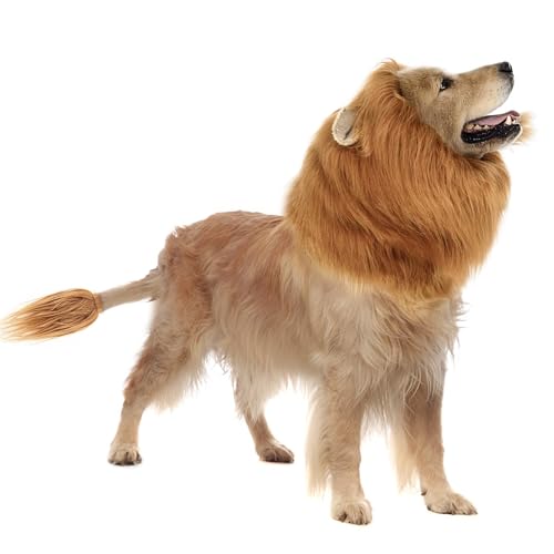 CQJ Hundekostüm, Halloween, Hundekostüm, Löwenmähne für mittelgroße und große Hunde, realistische Löwenperücke, Hundekostüm, Ergänzung, Löwenmähne für Fotoshooting, Unterhaltung (Hellbraun, M) CQJ Hundekostüm, Halloween, Hundekostüm, Löwenmähne für mittelgroße und große Hunde, realistische Löwenperücke, Hundekostüm, Ergänzung, Löwenmähne für Fotoshooting, Unterhaltung (Hellbraun, M) von CQJ
