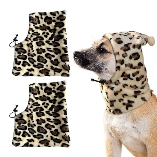 CQJ Hundemütze, Leoparden-Flanellmütze, für Weihnachten, Winter, warme Mützen, niedliches Zubehör, Hals-Ohrenwärmer, Pullover, Kapuze, warmer Schal, beruhigende Hundekapuze für kleine, mittelgroße und CQJ Hundemütze, Leoparden-Flanellmütze, für Weihnachten, Winter, warme Mützen, niedliches Zubehör, Hals-Ohrenwärmer, Pullover, Kapuze, warmer Schal, beruhigende Hundekapuze für kleine, mittelgroße und von CQJ