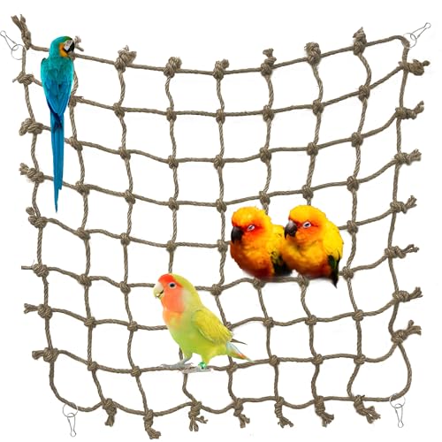 CQJ Parrot Kletternetz Dschungelfieber Seil Kleintiere Spielzeug für Sittiche Lovebirds Finken Wellensittiche Sittiche Wellensittiche Sittiche Nymphensittiche (M 40,6 x 40,6 cm) von CQJ