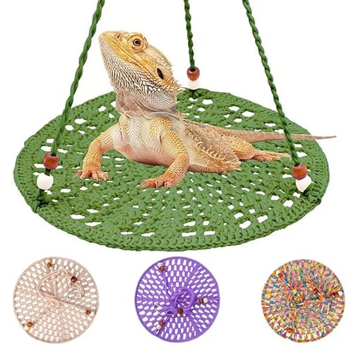 CQJ Reptilien-Hängematte, Reptilien-Hängematte, Schaukel, Hängebett für Bartagamen, Eidechsen, Schlange, Gecko, Chamäleon, Papageien, Hamster, kleine Haustiere (Grün) von CQJ