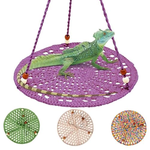 CQJ Reptilien-Hängematte, Reptilien-Hängematte, Schaukel, Hängebett für Bartagamen, Eidechsen, Schlange, Gecko, Chamäleon, Papageien, Hamster, kleine Haustiere (lila) von CQJ