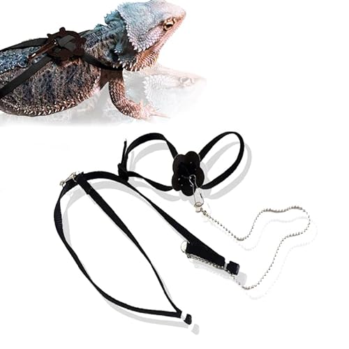 CQJ Verstellbares Reptilien-Geschirr mit Leine – 12 cm Echsen & Schildkröten Haustier Geschirr, Weiches Zugband für Bartagamen & Kleintiere, Ideal für Outdoor-Nutzung(Schwarz) CQJ Verstellbares Reptilien-Geschirr mit Leine – 12 cm Echsen & Schildkröten Haustier Geschirr, Weiches Zugband für Bartagamen & Kleintiere, Ideal für Outdoor-Nutzung(Schwarz) von CQJ