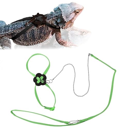 CQJ Verstellbares Reptilien-Geschirr mit Leine – 12 cm Echsen & Schildkröten Haustier Geschirr, Weiches Zugband für Bartagamen & Kleintiere, Ideal für Outdoor-Nutzung(Grün) CQJ Verstellbares Reptilien-Geschirr mit Leine – 12 cm Echsen & Schildkröten Haustier Geschirr, Weiches Zugband für Bartagamen & Kleintiere, Ideal für Outdoor-Nutzung(Grün) von CQJ