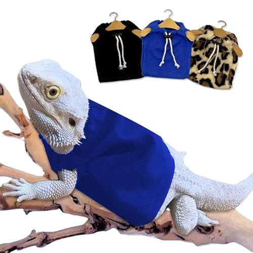 Eidechsen Kleidung für Bartagamen – Jacke aus Flanell – Reptilien Outfit für Chamäleon, Gecko & Co – Haustierkostüm für Party, Cosplay & Fotoshooting（Blau） von CQJ