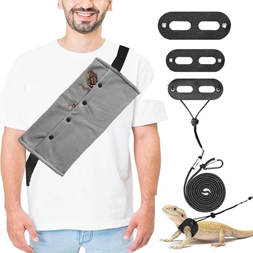 Tragetasche für Kleintiere, Kleintiertasche für Bartagamen, Eidechsen und Reptilien, mit verstellbarem Gurt, Abschleppseil, 3 Größen und Tragetasche für Kleintiere, Grau Tragetasche für Kleintiere, Kleintiertasche für Bartagamen, Eidechsen und Reptilien, mit verstellbarem Gurt, Abschleppseil, 3 Größen und Tragetasche für Kleintiere, Grau von CQJ