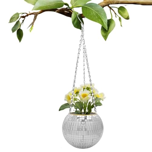 Terrarien für Blumenkübel Weihnachtsdekor Disco Ball Pflanzer Vase Wandbehang Pflanzer Topf Blumentöpfe Seil hängen Blumentopf Balkon Flaschengarten(G,20cm) von CQJJXKYC