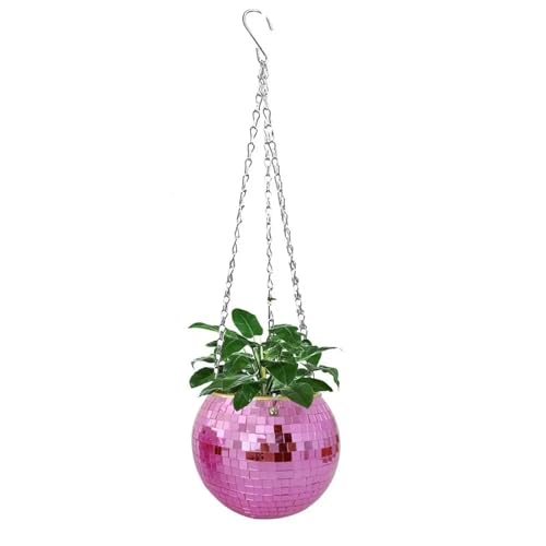 Terrarien für Blumenkübel Weihnachtsdekor Disco Ball Pflanzer Vase Wandbehang Pflanzer Topf Blumentöpfe Seil hängen Blumentopf Balkon Flaschengarten(H,10cm) von CQJJXKYC