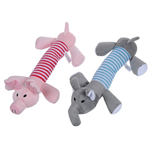 CRAKES Quietschspielzeug für Hunde und Welpen, quietschend, Plüsch, Schwein-Spielzeug, 2 Stück von CRAKES
