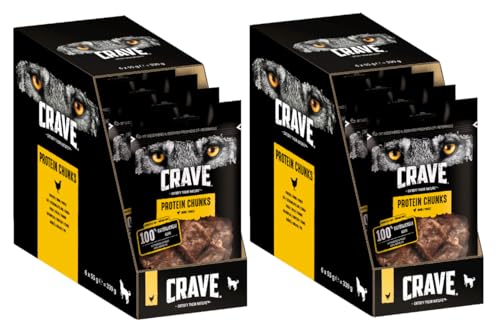 CRAVE Protein Chunks mit Huhn Hundefutter Hundeleckerli Hundesnack (2X 6X 55g, Huhn) von CRAVE