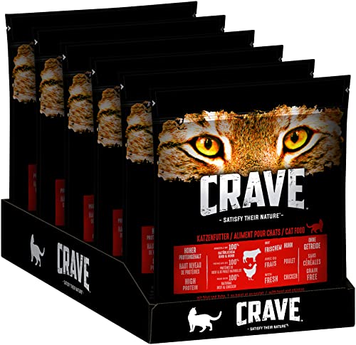 CRAVE Alleinfuttermittel für ausgewachsene Katzen - Tiernahrung., Brown, 750 g (6er Pack) von CRAVE