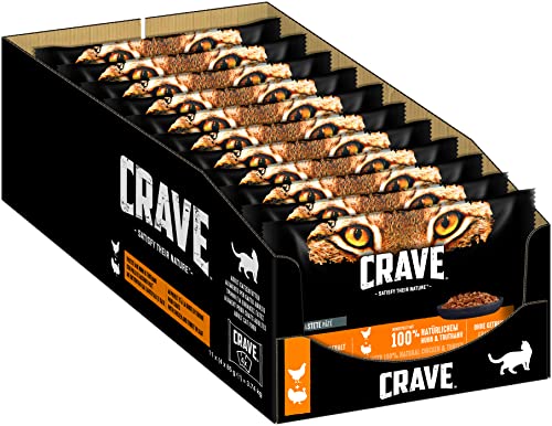 CRAVE Katzenfutter - getreidefreies, proteinreiches Nassfutter Pastete mit Huhn & Truthahn, 11 x 4 x 85g, 3740g von CRAVE