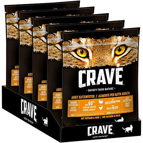 CRAVE Premium Trockenfutter mit Truthahn & Huhn für Katzen – Getreidefreies Adult Katzenfutter mit hohem Proteingehalt – 5 x 750 g CRAVE Premium Trockenfutter mit Truthahn & Huhn für Katzen – Getreidefreies Adult Katzenfutter mit hohem Proteingehalt – 5 x 750 g von Crave Cat