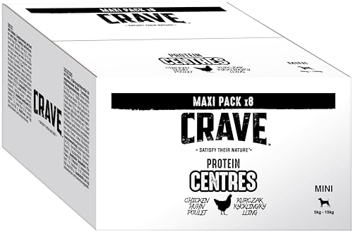 CRAVE Protein Centres Hundesnack für kleine bis mittelgroße Hunde (5-15 kg), Huhn -Multipack 8 Beutel à 72g von CRAVE