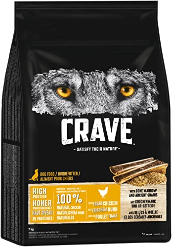 Crave Adult Trockenfutter mit Huhn mit Knochenmark und Urgetreide, 7kg (1 Beutel) - Premium Hundefutter trocken mit hohem Proteingehalt – Hergestellt mit 100% natürlichem Huhn von CRAVE