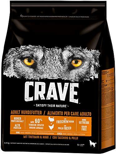 Crave Hundefutter Trockenfutter Adult 1+ Mit Huhn & Truthahn, 1 Beutel (1 x 2,8kg) von CRAVE